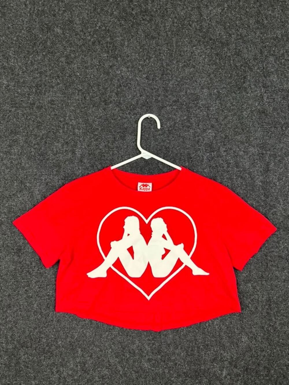 Kappa Red Crop Top Women's Small Logo Graphic Short Sleeve T-Shirt